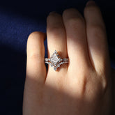Unique Cut Kite Cut Moissanite Cluster Engagement Ring Set 2pcs